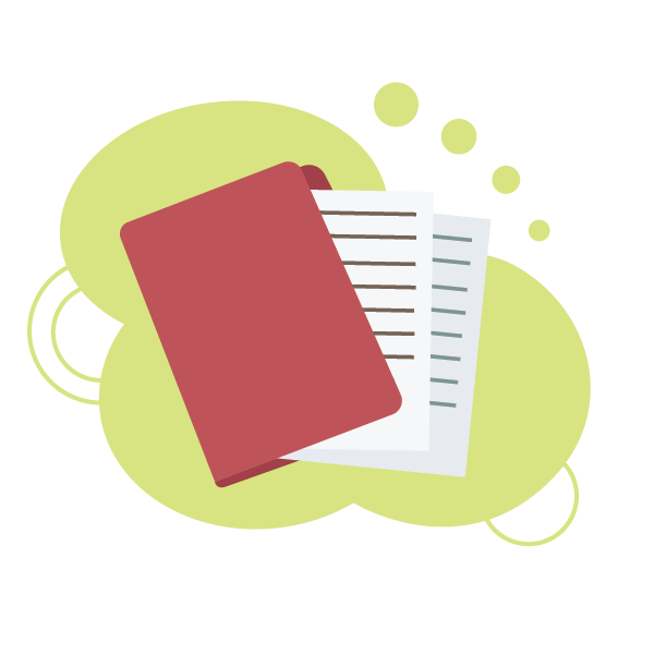Red file folder with papers inside.
