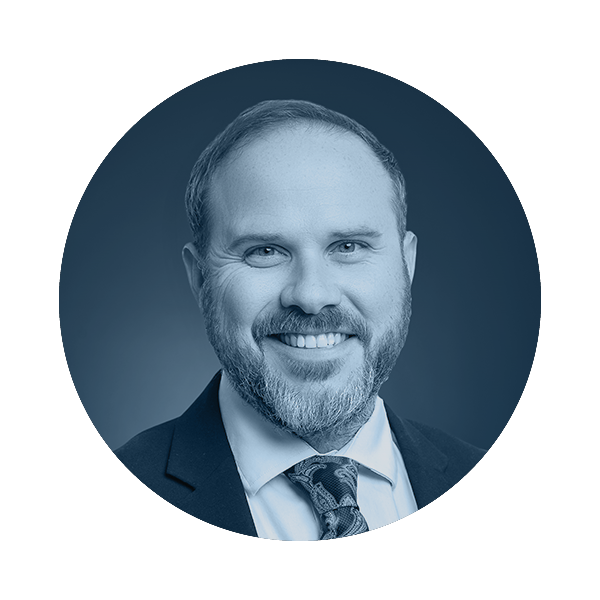 Duotone head shot photo of attorney Nathan Askins.